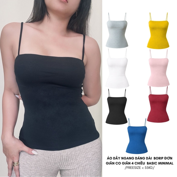 A25 - Áo 2 Dây Ngang Dáng Dài Thun Cotton Borip