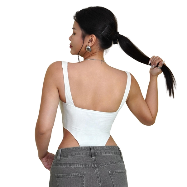 A18 - Áo Bodysuit 2 Dây Bảng To Thun Sọc Ý 2 Lớp 4 Màu Có Nút Bấm Minimal Basic Cơ Bản Đơn Giản Dễ Phối