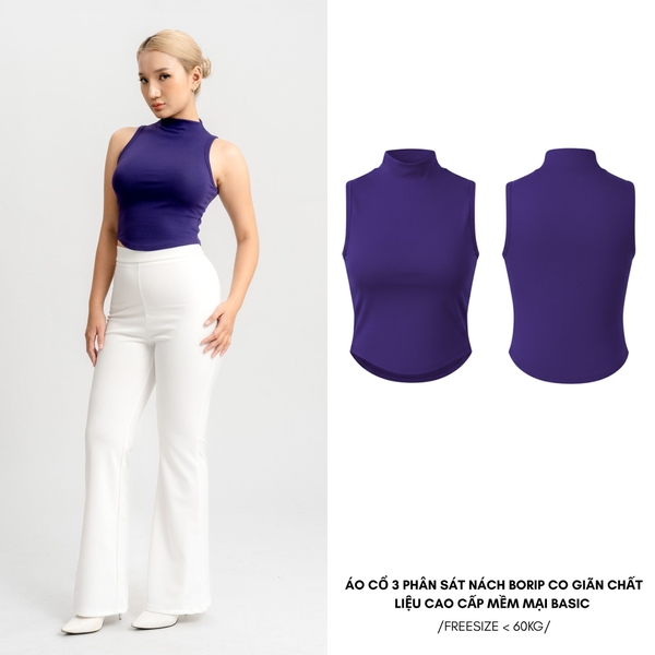 A15 - Áo Cổ 3 Phân Sát Nách Nữ Thun Cotton Borip