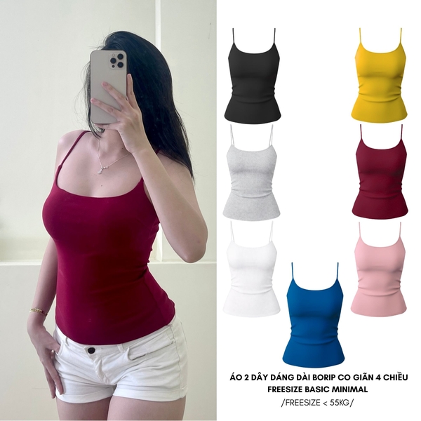 A24 - Áo 2 Dây Dáng Dài Co Giãn 4 chiều Thun Cotton Borip