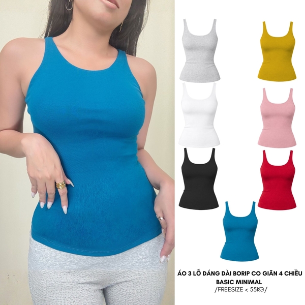 A29 - Áo 3 Lỗ Dáng Dài 2 Lớp Thun Cotton Borip