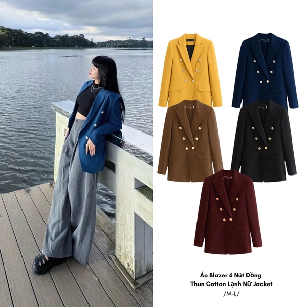 BL - Áo Blazer 6 Nút Đồng Thun Cotton Lạnh Nữ Jacket