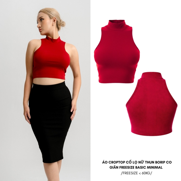 CL - Áo Croptop Cổ Lọ Trơn Thun Borip Co Dãn Giãn 4 Chiều
