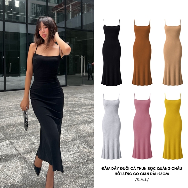 DDDC - Đầm Dây Đuôi Cá Thun Sọc Quảng Châu