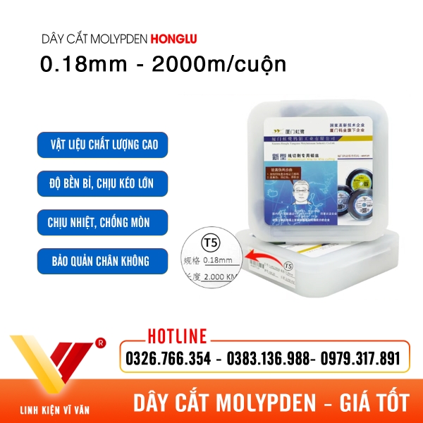 Dây cắt Molypden Honglu 0.18mm & 0.2mm chính hãng | Vĩ Văn