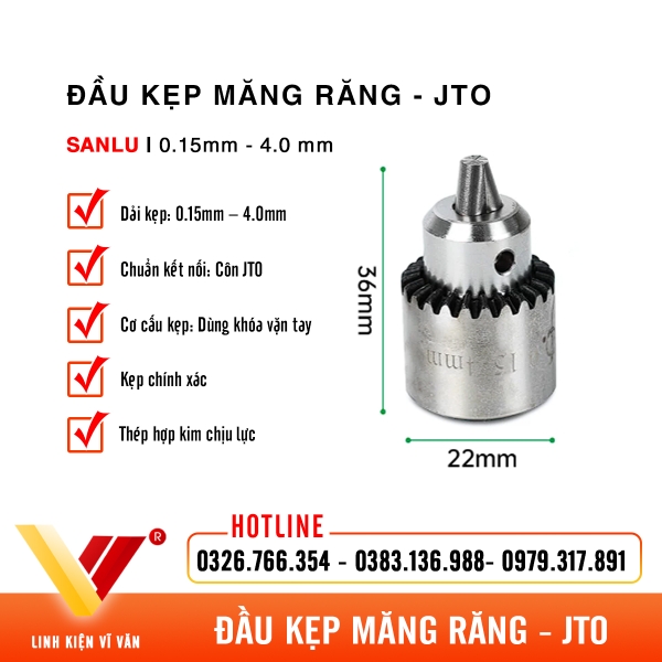 Đầu kẹp măng răng máy bắn lỗ EDM JT0 0.15-4mm | Vĩ Văn