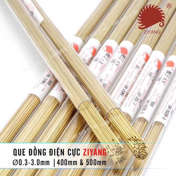 Que đồng điện cực EDM Ø0.3-1.0mm 400mm 100Pcs ZIYANG | Vĩ Văn