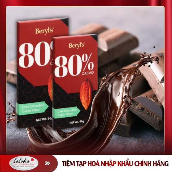 SOCOLA | BERYLS - MALAYSIA | DARK 80% CACAO | 90G