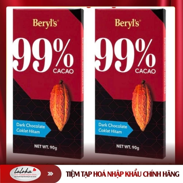 SOCOLA | BERYLS - MALAYSIA | DARK 99% CACA0 | 90G
