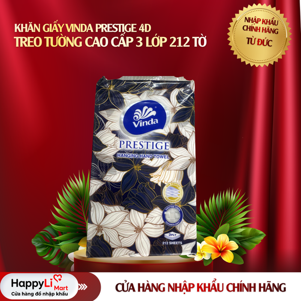 Khăn Giấy Vinda Prestige 4D Treo Tường Cao Cấp 3 Lớp 212 Tờ