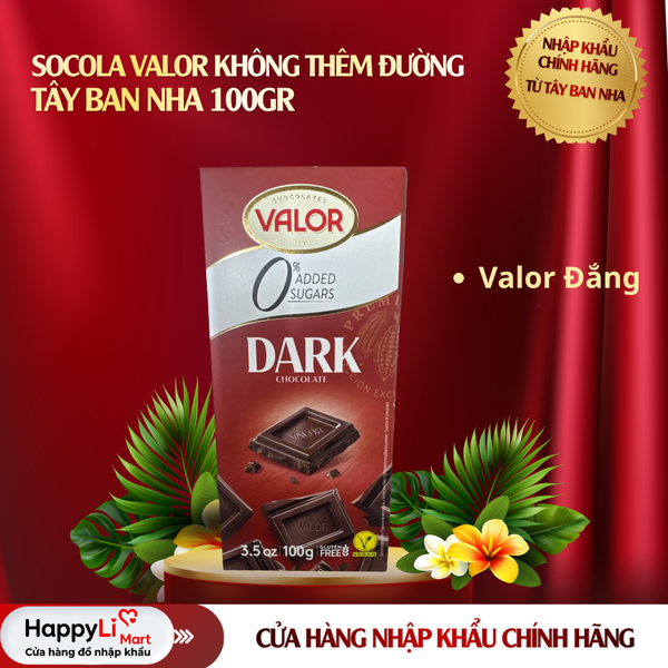 Socola Valor Không Thêm Đường - Tây Ban Nha 100gr