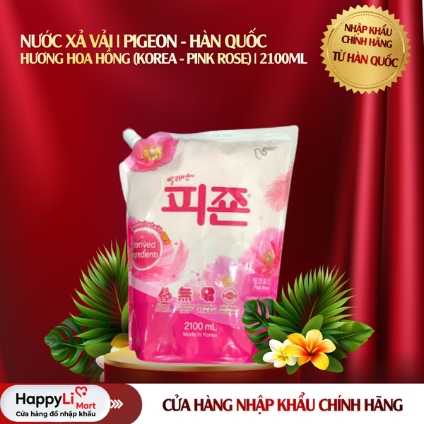 NƯỚC XẢ VẢI | PIGEON - HÀN QUỐC | HƯƠNG HOA HỒNG (KOREA - PINK ROSE) | 2100ml