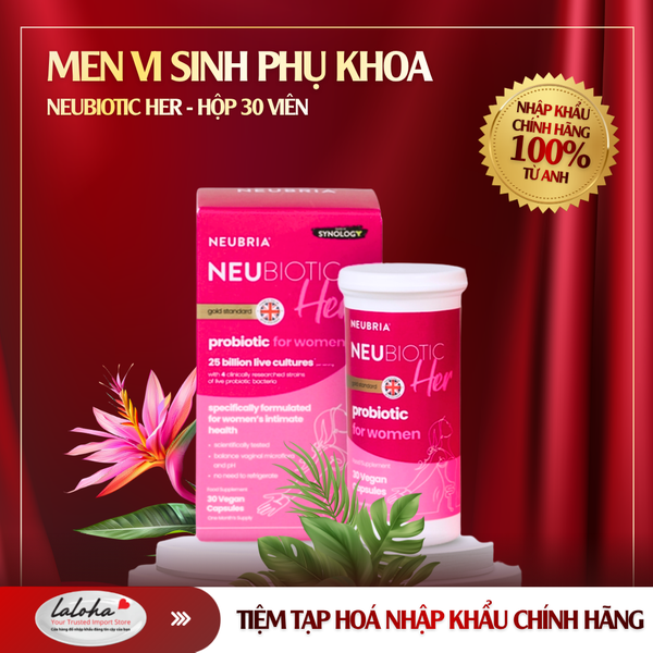 MEN VI SINH PHỤ KHOA | NEUBRIA - ANH QUỐC | NEUBIOTIC HER - HỘP 30 VIÊN
