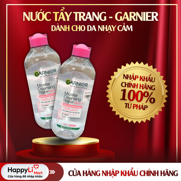 NƯỚC TẨY TRANG | GARNIER - PHÁP | DA NHẠY CẢM | 400ML