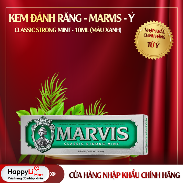 KEM ĐÁNH RĂNG | MARVIS - Ý | CLASSIC STRONG MINT | 10ML (Màu xanh)