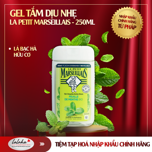 GEL TẮM | LE PETIT MARSEILLAIS - PHÁP | LÁ BẠC HÀ HỮU CƠ | 250ML