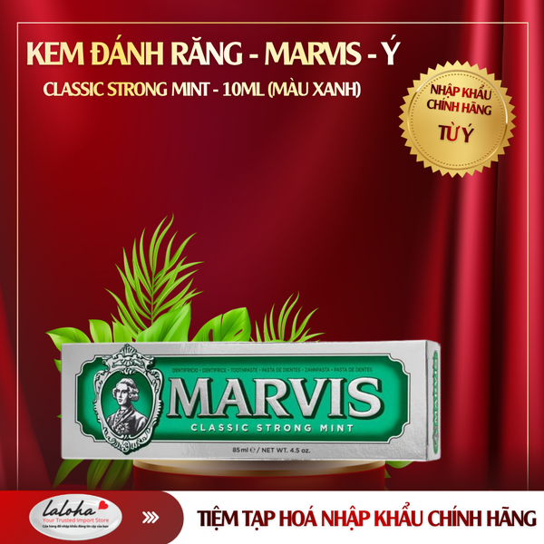 KEM ĐÁNH RĂNG | MARVIS - Ý | CLASSIC STRONG MINT | 10ML (Màu xanh)