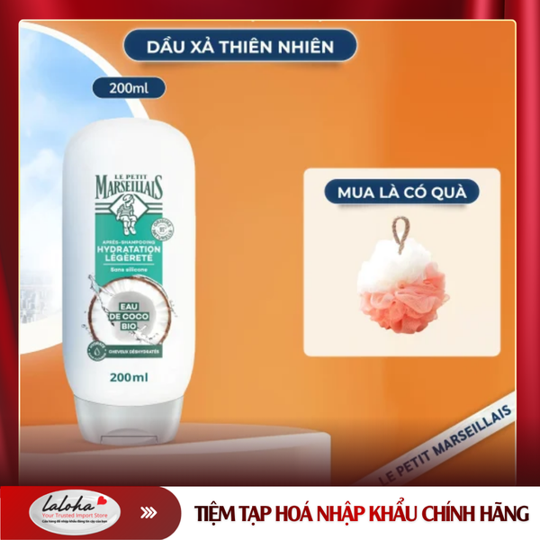DẦU XẢ DƯỠNG TÓC | LE PETIT MARSEILAIS - Ý | DƯỠNG ẨM | NƯỚC DỪA HỮU CƠ | 200ML