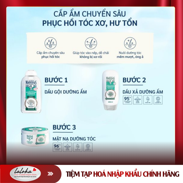 DẦU XẢ DƯỠNG TÓC | LE PETIT MARSEILAIS - Ý | DƯỠNG ẨM | NƯỚC DỪA HỮU CƠ | 200ML