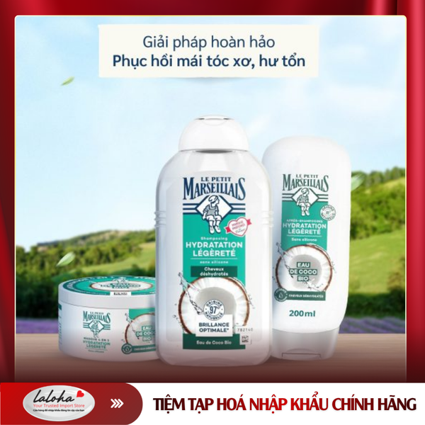 DẦU XẢ DƯỠNG TÓC | LE PETIT MARSEILAIS - Ý | DƯỠNG ẨM | NƯỚC DỪA HỮU CƠ | 200ML