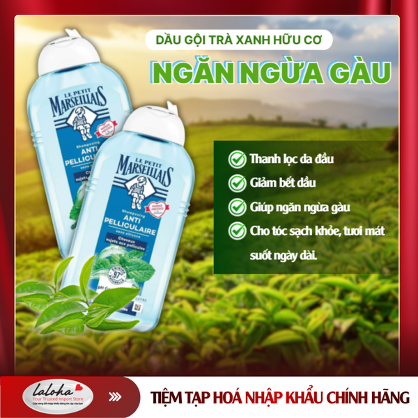 DẦU GỘI THẢI ĐỘC | LE PETIT MARSEILLAIS - PHÁP | TRÀ XANH HỮU CƠ | 250ML