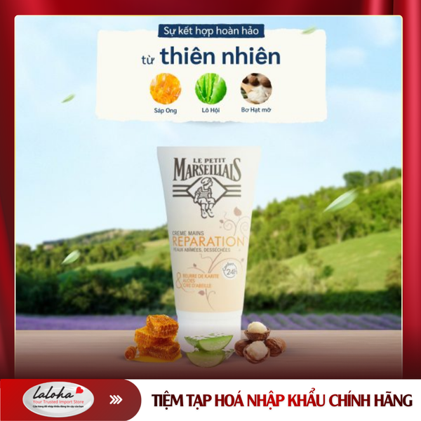 KEM DƯỠNG DA TAY | LE PETIT MARSEILLAIS - PHÁP | LÔ HỘI, BƠ HẠT MỠ, SÁP ONG | 75ML