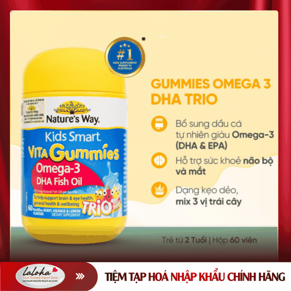 Kẹo dẻo bổ sung Omega 3 và DHA cho bé  | NATURE'S - ÚC | KIDS SMART | 60V