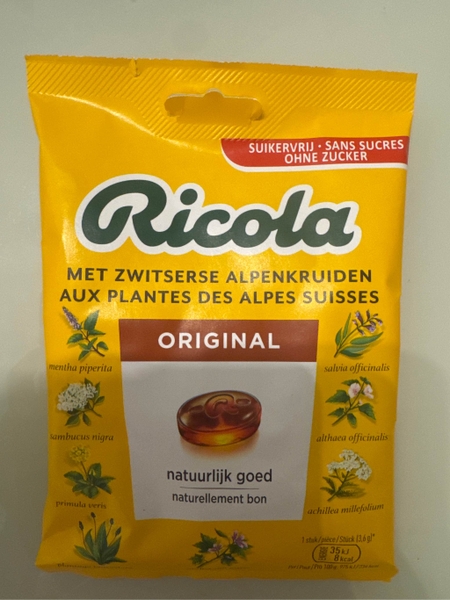 KẸO THẢO MỘC NGUYÊN VỊ KHÔNG ĐƯỜNG | RICOLA - THUỴ SĨ | SUGAR FREE ORIGINAL FLAVOR HERBAL CANDY | 75GR