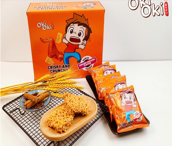 SNACK MÌ GIÒN | OKI OKI - TRUNG QUỐC | HƯƠNG GÀ NƯỚNG | 506G/HỘP