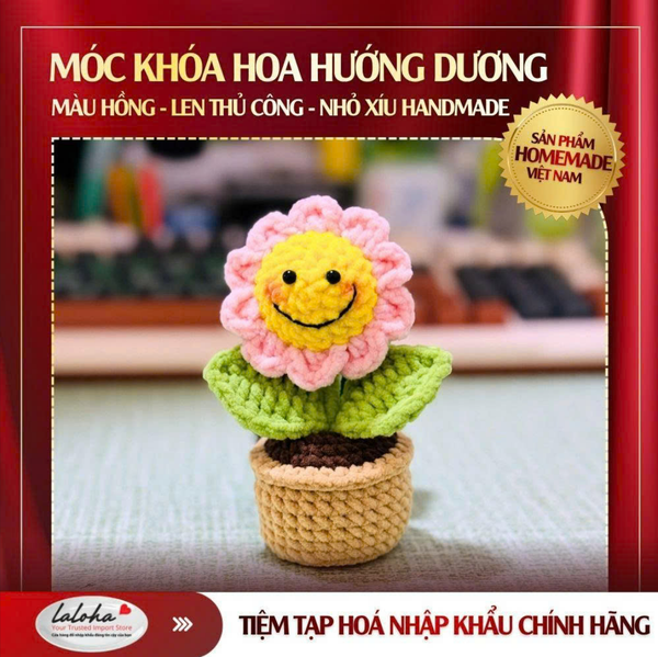 MÓC KHÓA HOA HƯỚNG DƯƠNG - HỒNG | HANDMADE