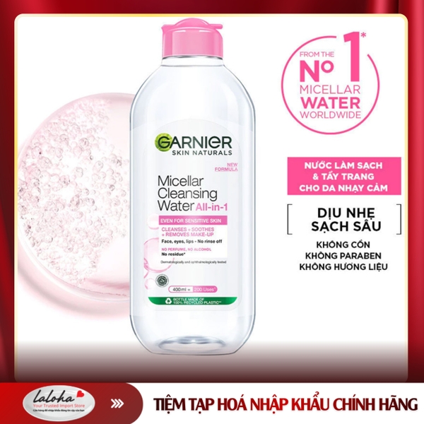 NƯỚC TẨY TRANG | GARNIER - PHÁP | DA NHẠY CẢM | 400ML
