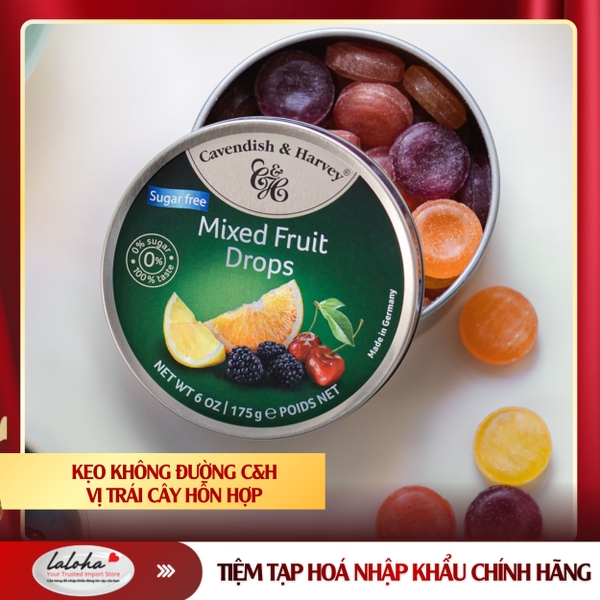 KẸO NGẬM KHÔNG ĐƯỜNG | CAVENDISH & HARVEY – ĐỨC | TRÁI CÂY TỔNG HỢP | 175G