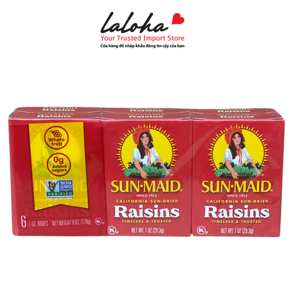 NHO KHÔ | SUN MAID - MỸ | SET 6 HỘP MINI | 28.3G