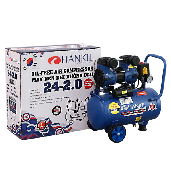 nén khí HANKIL 24-2.0-S 2.0HP Điện 1 pha (Không dầu,nhanh,dây đồng)