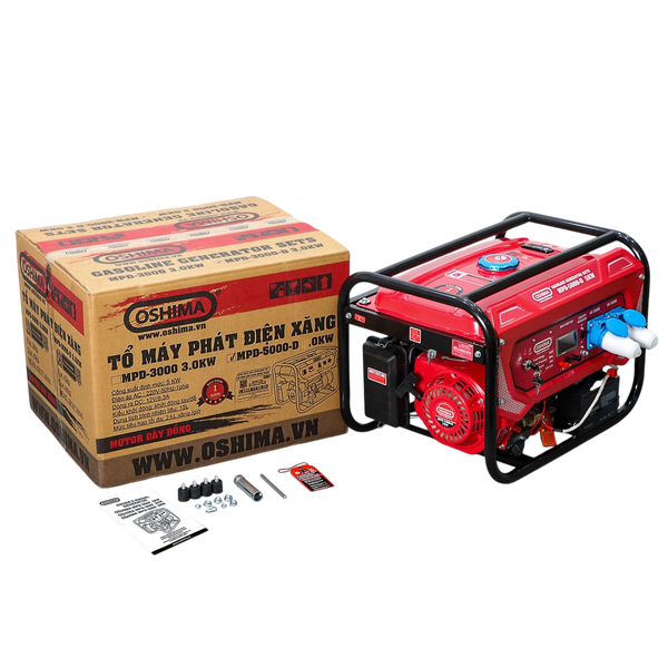 Máy phát điện OSHIMA MPD-5000-D 5.0KW Đỏ 4 thì (chạy xăng)