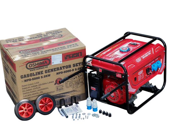 Máy phát điện OSHIMA MPD-5000 5.0KW Đỏ 4 thì (chạy xăng)