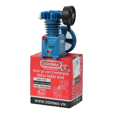 Đầu của máy nén khí OSHIMA 1x51 1/4HP~1/2HP Xanh đậm (hoạt động bằng sức kéo động cơ)
