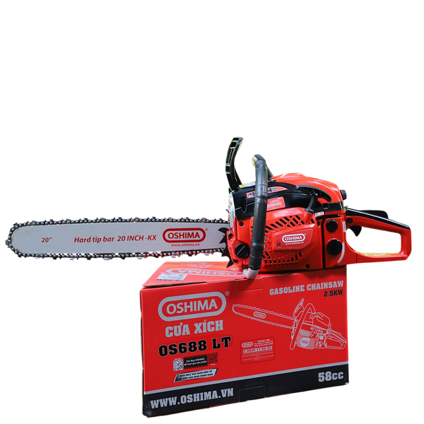 Cưa xích Oshima OS688 LT 58cc Đỏ-đen 2 thì (không lam xích)