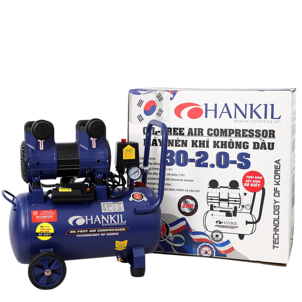 nén khí HANKIL 30-2.0-S 2.0HP Điện 1 pha (Không dầu,nhanh,dây đồng)