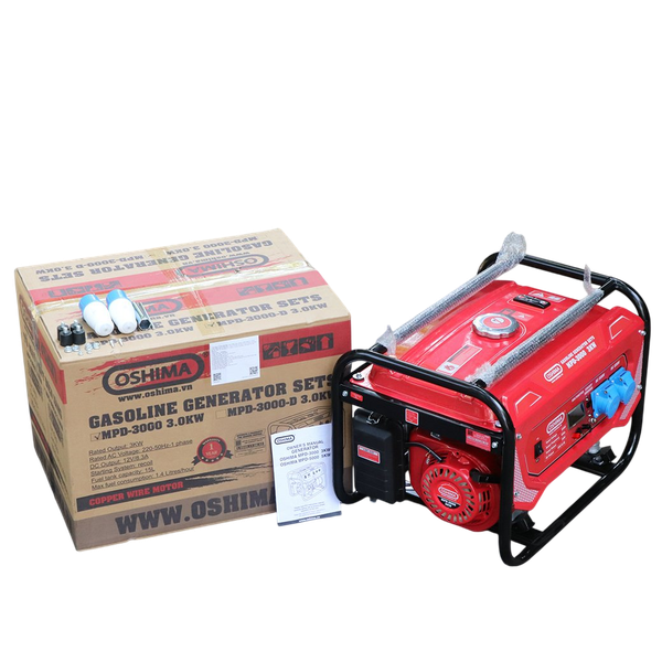 Máy phát điện Oshima MPD-3000 3.0KW Đỏ 4 thì (chạy xăng)