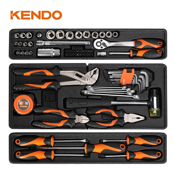 Bộ dụng cụ sửa chữa với 3 khay chứa 70 chi tiết Kendo - 90201