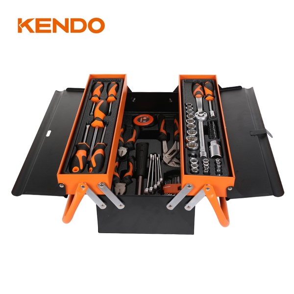 Bộ dụng cụ sửa chữa với 3 khay chứa 70 chi tiết Kendo - 90201
