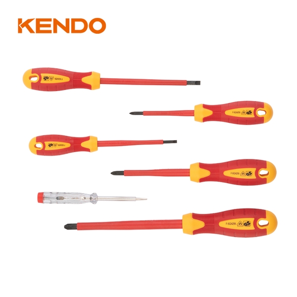 Bộ tua vít cách điện 1000V VDE bằng thép CrV (6 chi tiết/ bộ) Kendo - 20483
