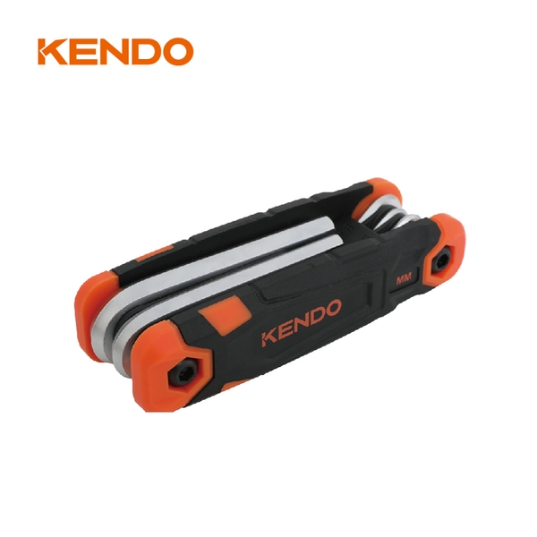 Bộ lục giác bằng thép Cr-V kiểu gấp gọn (8 cái/bộ) Kendo - 20717