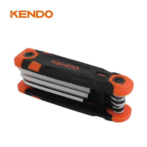 Bộ lục giác bằng thép Cr-V kiểu gấp gọn (8 cái/bộ) Kendo - 20717