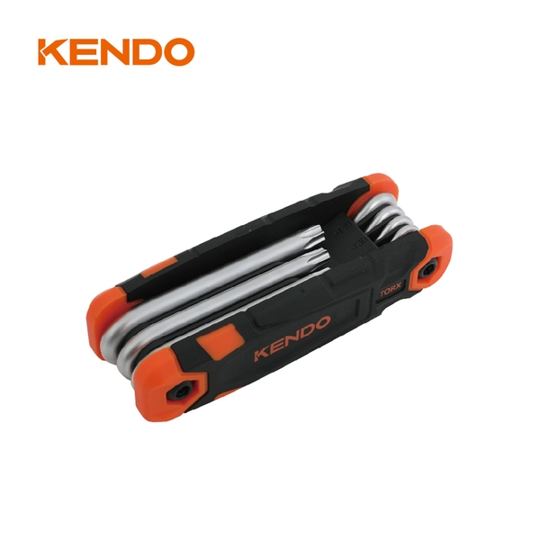 Bộ lục giác hoa thị bằng thép Cr-V kiểu gấp gọn (8 cái/bộ) Kendo - 20718
