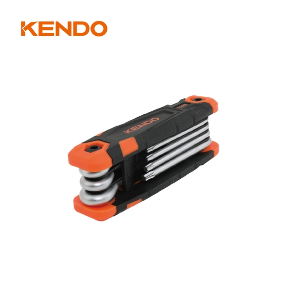 Bộ lục giác hoa thị bằng thép Cr-V kiểu gấp gọn (8 cái/bộ) Kendo - 20718