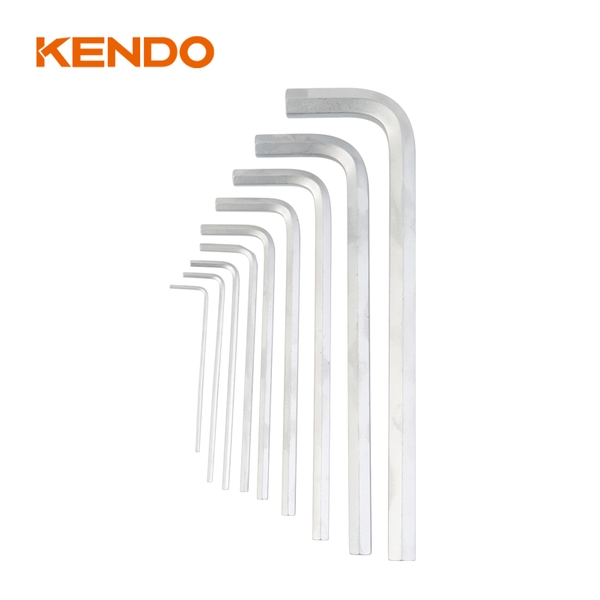 Bộ lục giác chữ L loại siêu dài bằng thép Cr-V (9 cái/bộ) Kendo – 20733