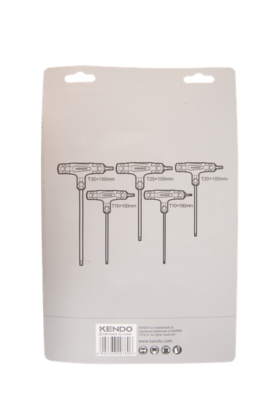 Bộ chìa khóa đầu hoa thị tay cầm chữ T chất liệu thép CrV (5 cái/ bộ) Kendo - 20780