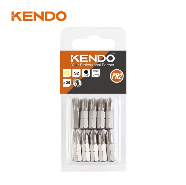 Bộ 20 mũi vít bake 1 đầu PH2x25mm Kendo - 21210512